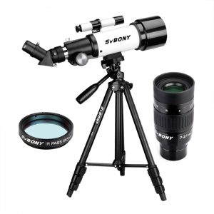 Kit Telescópio Refrator SV501P 70/400 - Ocular SV135 7mm a 21mm - Filtro SV183 IR Pass 685nm