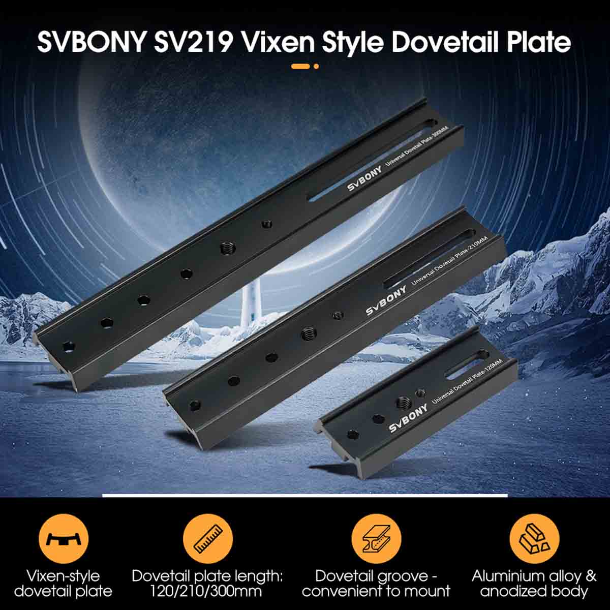 SV219 Svbony Placa de Montagem em Cauda de Andorinha Preta Tamanhos Variados - Telescópios