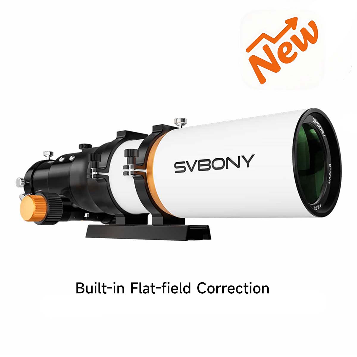 Telescópio Refrator SV503 70mm f6/78 Quadruplet ED Campo Plano 4 Elementos