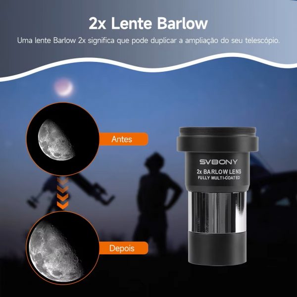 Kit SV233 7 Peças Ocular Plossl 6 e 17mm Barlow 2x Filtro lunar ND4 e Colorido 82A + Bag 4